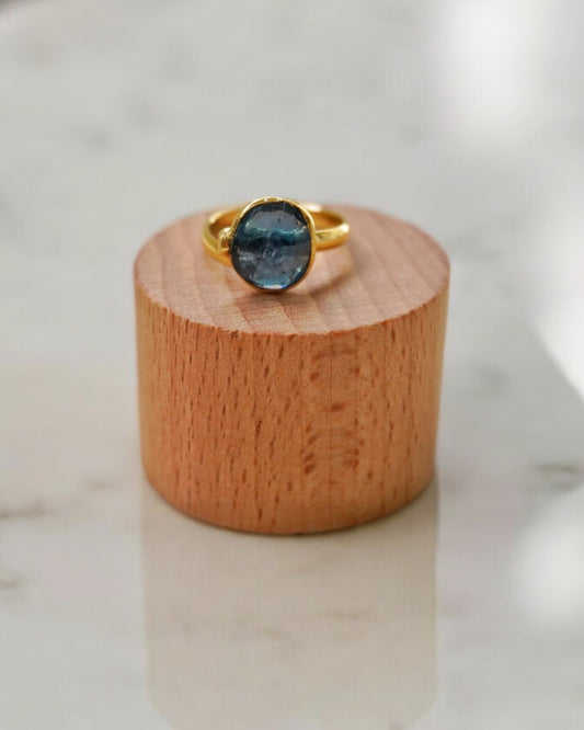 Anillo Crystal Azul Marino Redondo